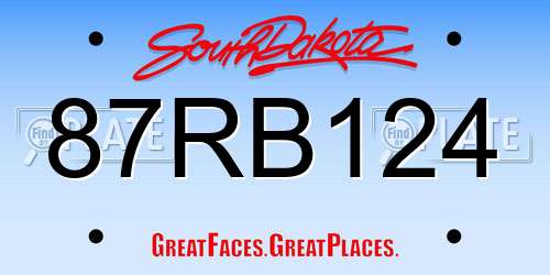 87RB124 South Dakota License Plate