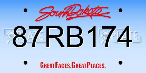 87RB174 South Dakota License Plate