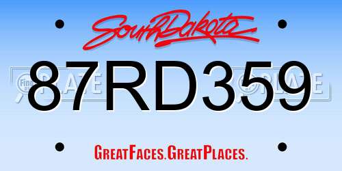 87RD359 South Dakota License Plate