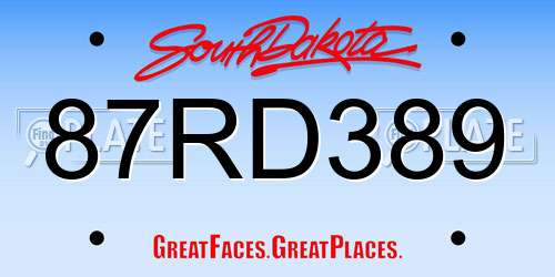 87RD389 South Dakota License Plate