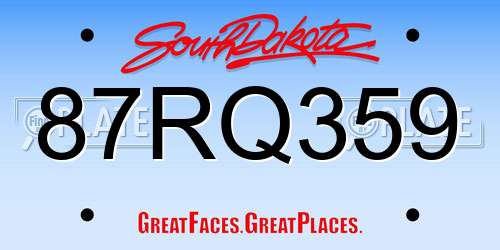 87RQ359 South Dakota License Plate