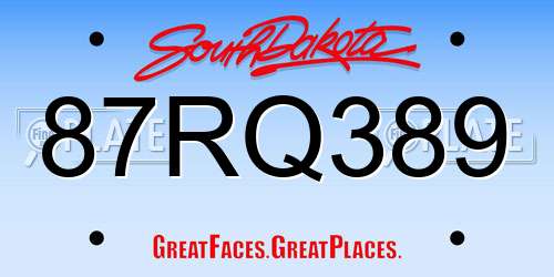 87RQ389 South Dakota License Plate