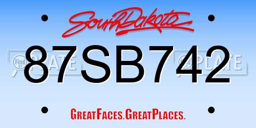 87SB742 South Dakota License Plate