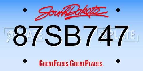 87SB747 South Dakota License Plate