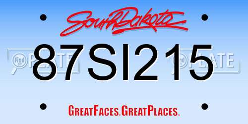 87SI215 South Dakota License Plate