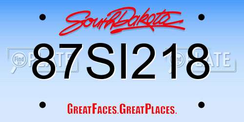 87SI218 South Dakota License Plate