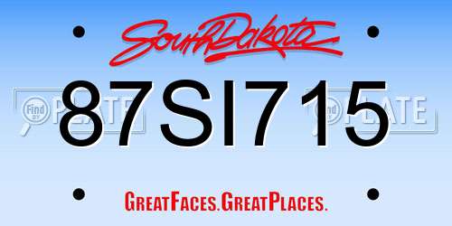 87SI715 South Dakota License Plate