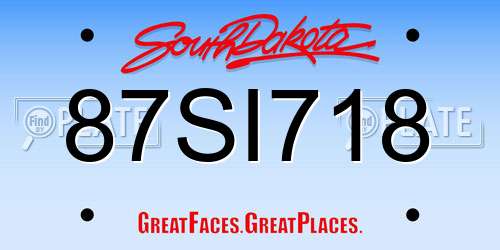 87SI718 South Dakota License Plate