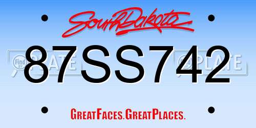 87SS742 South Dakota License Plate