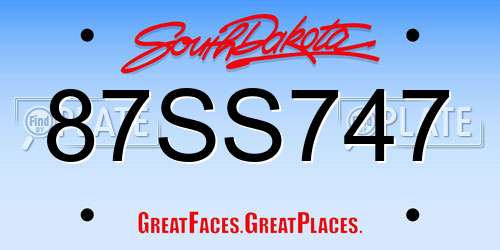 87SS747 South Dakota License Plate