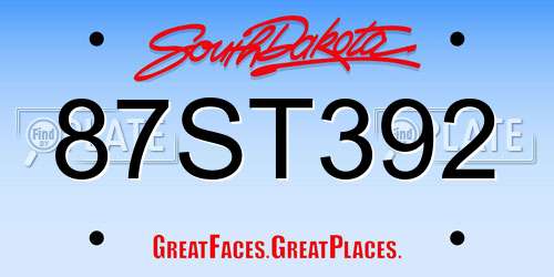 87ST392 South Dakota License Plate