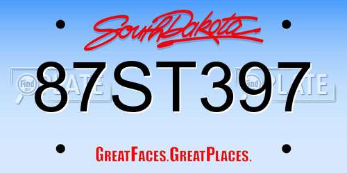 87ST397 South Dakota License Plate