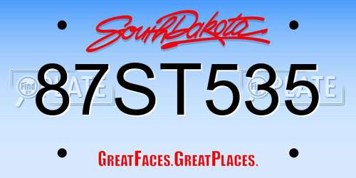 87ST535 South Dakota License Plate
