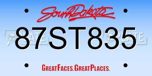 87ST835 South Dakota License Plate