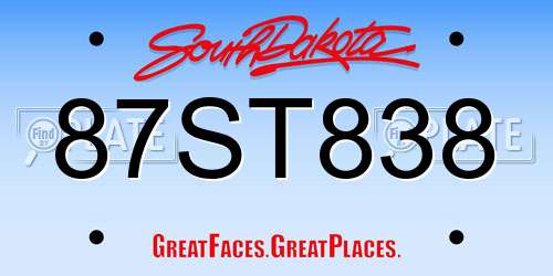 87ST838 South Dakota License Plate