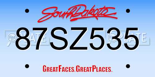 87SZ535 South Dakota License Plate