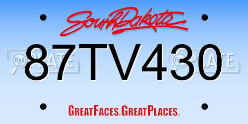 87TV430 South Dakota License Plate