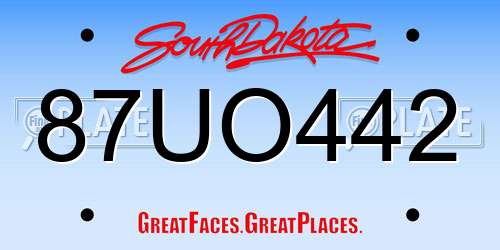 87UO442 South Dakota License Plate