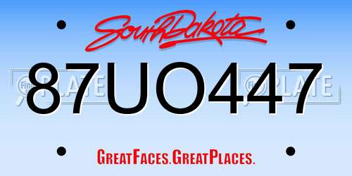 87UO447 South Dakota License Plate