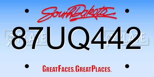 87UQ442 South Dakota License Plate