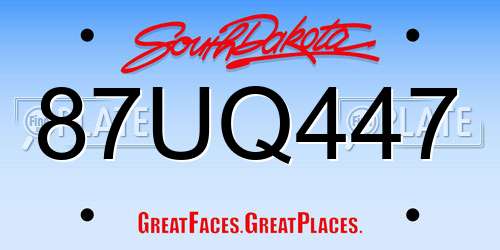 87UQ447 South Dakota License Plate