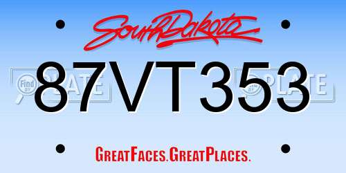 87VT353 South Dakota License Plate