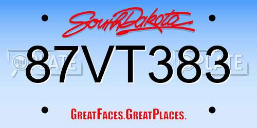 87VT383 South Dakota License Plate