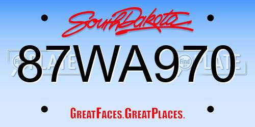 87WA970 South Dakota License Plate