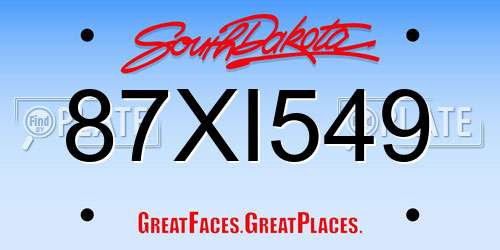 87XI549 South Dakota License Plate
