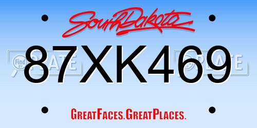 87XK469 South Dakota License Plate