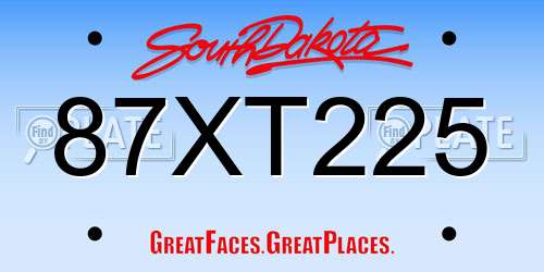 87XT225 South Dakota License Plate