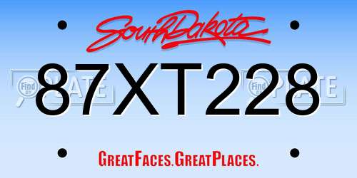 87XT228 South Dakota License Plate