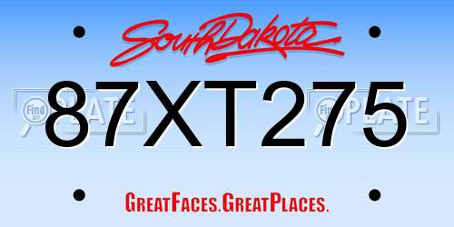 87XT275 South Dakota License Plate