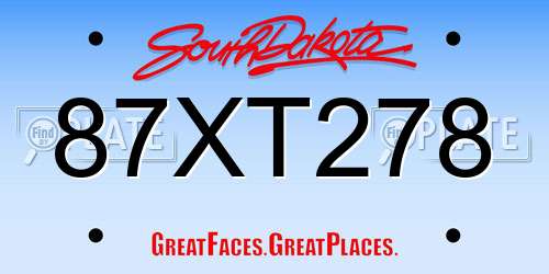 87XT278 South Dakota License Plate