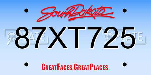 87XT725 South Dakota License Plate