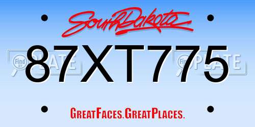 87XT775 South Dakota License Plate