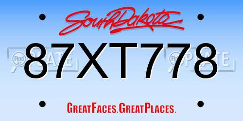 87XT778 South Dakota License Plate