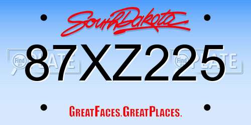 87XZ225 South Dakota License Plate