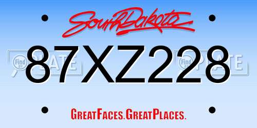 87XZ228 South Dakota License Plate