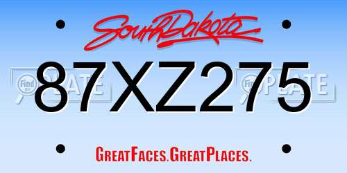 87XZ275 South Dakota License Plate