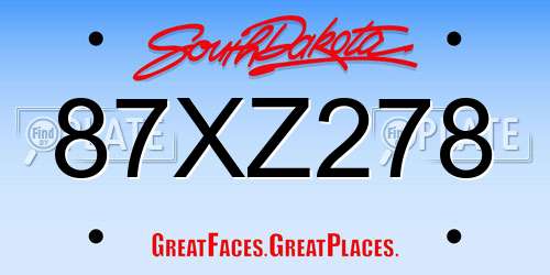 87XZ278 South Dakota License Plate