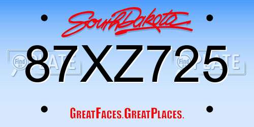 87XZ725 South Dakota License Plate