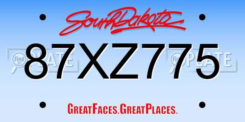 87XZ775 South Dakota License Plate
