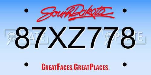 87XZ778 South Dakota License Plate
