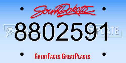 8802591 South Dakota License Plate