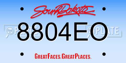 8804EO South Dakota License Plate