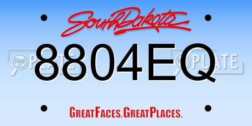 8804EQ South Dakota License Plate