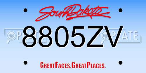 8805ZV South Dakota License Plate