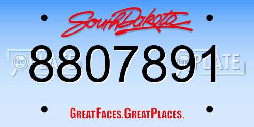 8807891 South Dakota License Plate
