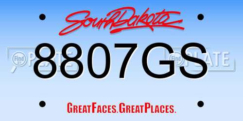 8807GS South Dakota License Plate